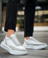 Shoecide Sb0354 Günlük Bağcıklı Erkek Gri Parçalı Beyaz  Yüksek Taban Spor Ayakkabı