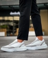 Shoecide Sb0354 Günlük Bağcıklı Erkek Gri Parçalı Beyaz  Yüksek Taban Spor Ayakkabı