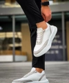 Shoecide Sb0354 Günlük Bağcıklı Erkek Gri Parçalı Beyaz  Yüksek Taban Spor Ayakkabı