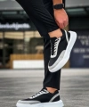 Shoecide Sb0354 Günlük Bağcıklı Erkek Gri Parçalı Siyah Yüksek  Taban Spor Ayakkabı