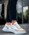 Shoecide Sb0354 Günlük  Bağcıklı Erkek  Krem Parçalı Beyaz  Yüksek Taban Spor Ayakkabı