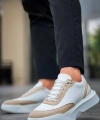 Shoecide Sb0354 Günlük  Bağcıklı Erkek  Krem Parçalı Beyaz  Yüksek Taban Spor Ayakkabı