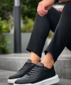 Shoecide Sb0354 Günlük  Bağcıklı Erkek Yüksek Taban Siyah Spor Ayakkabı