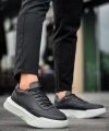 Shoecide Sb0354 Günlük  Bağcıklı Erkek Yüksek Taban Siyah Spor Ayakkabı