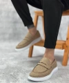 Shoecide Sb0355 Bağcıksız Keten Hardal Klasik Corcik Erkek Ayakkabı