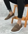 Shoecide Sb0355 Bağcıksız Keten Kahverengi Klasik Corcik Erkek Ayakkabı