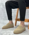 Shoecide Sb0358 Boa Doğal Deri Tozu Bağcıklı Kauçuk El Yapımı Espadril Taban Bej Renk Erkek Ayakkabı