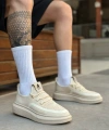 Shoecide Sb0375 Özel Örme Triko Tarz Krem Renk Spor Ayakkabı