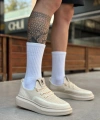 Shoecide Sb0375 Özel Örme Triko Tarz Krem Renk Spor Ayakkabı