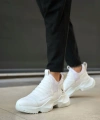Shoecide Sb0401 Bağcıksız Rahat Kalın Taban Beyaz Erkek Spor Yarım Bilek Bot