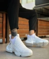 Shoecide Sb0401 Bağcıksız Rahat Kalın Taban Beyaz Erkek Spor Yarım Bilek Bot