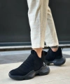 Shoecide Sb0401 Bağcıksız Rahat Yüksek Siyah Taban Siyah Süet Erkek Spor Yarım Bilek Bot