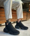 Shoecide Sb0401 Bağcıksız Rahat Yüksek Siyah Taban Siyah Süet Erkek Spor Yarım Bilek Bot