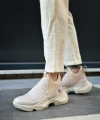 Shoecide Sb0401 Bağcıksız Rahat Yüksek Taban Krem Erkek Spor Yarım Bilek Bot