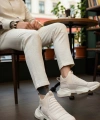 Shoecide Sb0401 Bağcıksız Rahat Yüksek Taban Krem Erkek Spor Yarım Bilek Bot