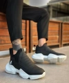 Shoecide Sb0401 Bağcıksız Rahat Yüksek Taban Siyah Erkek Spor Yarım Bilek Bot