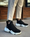 Shoecide Sb0401 Bağcıksız Rahat Yüksek Taban Siyah Süet Erkek Spor Yarım Bilek Bot