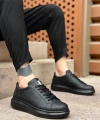 Shoecide Sb0423 Boa Kalın Siyah Yüksek Taban Siyah Bağcıklı Spor Erkek Ayakkabı