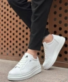Shoecide Sb0423 Boa Kalın Yüksek Taban Beyaz Bağcıklı Spor Erkek Ayakkabı