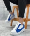 Shoecide Sb0423 Boa Kalın Yüksek Taban Beyaz Mavi Bağcıklı Spor Erkek Ayakkabı
