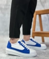 Shoecide Sb0423 Boa Kalın Yüksek Taban Beyaz Mavi Bağcıklı Spor Erkek Ayakkabı