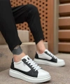 Shoecide Sb0423 Boa Kalın Yüksek Taban Beyaz Siyah Bağcıklı Spor Erkek Ayakkabı