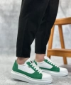 Shoecide Sb0423 Boa Kalın Yüksek Taban Beyaz Yeşil Bağcıklı Spor Erkek Ayakkabı