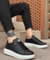 Shoecide Sb0423 Boa Kalın Yüksek Taban Siyah Bağcıklı Spor Erkek Ayakkabı