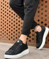 Shoecide Sb0423 Boa Kalın Yüksek Taban Siyah Bağcıklı Spor Erkek Ayakkabı