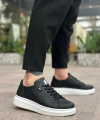 Shoecide Sb0423 Boa Kalın Yüksek Taban Siyah Bağcıklı Spor Erkek Ayakkabı