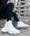 Shoecide Sb0444 Bağcıksız Rahat Yüksek Taban Beyaz Erkek Spor Yarım Bilek Bot