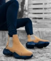 Shoecide Sb0444 Bağcıksız Rahat Yüksek Taban Camel Erkek Spor Yarım Bilek Bot