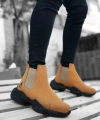 Shoecide Sb0444 Bağcıksız Rahat Yüksek Taban Camel Erkek Spor Yarım Bilek Bot