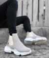 Shoecide Sb0444 Bağcıksız Rahat Yüksek Taban Gri Erkek Spor Yarım Bilek Bot