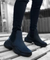 Shoecide Sb0444 Bağcıksız Rahat Yüksek Taban Siyah Erkek Spor Yarım Bilek Bot