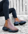 Shoecide Sb0444 Bağcıksız Rahat Yüksek Taban Taba Erkek Spor Yarım Bilek Bot