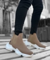 Shoecide Sb0444 Bağcıksız Rahat Yüksek Taban Vizon Erkek Spor Yarım Bilek Bot