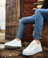Shoecide Sb0505 Çengel Bağcıklı Beyaz Renk Yüksek Tabanlı Günlük Ayakkabı