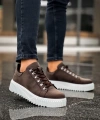 Shoecide Sb0505 Çengel Bağcıklı Kahverengi Beyaz Tabanlı Günlük Ayakkabı