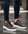 Shoecide Sb0505 Çengel Bağcıklı Kahverengi Beyaz Tabanlı Günlük Ayakkabı