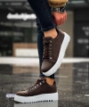 Shoecide Sb0505 Çengel Bağcıklı Kahverengi Beyaz Tabanlı Günlük Ayakkabı