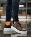 Shoecide Sb0505 Çengel Bağcıklı Kahverengi Beyaz Tabanlı Günlük Ayakkabı
