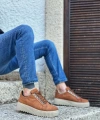Shoecide Sb0505 Çengel Bağcıklı Taba Renk Yüksek Tabanlı Günlük Ayakkabı