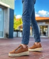 Shoecide Sb0505 Çengel Bağcıklı Taba Renk Yüksek Tabanlı Günlük Ayakkabı