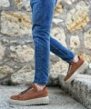 Shoecide Sb0505 Çengel Bağcıklı Taba Renk Yüksek Tabanlı Günlük Ayakkabı