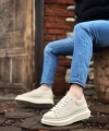 Shoecide Sb0547 Boa Kalın Yüksek Krem Taban Krem Süet Bağcıklı Spor Erkek Ayakkabı