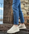 Shoecide Sb0547 Boa Kalın Yüksek Krem Taban Krem Süet Bağcıklı Spor Erkek Ayakkabı