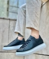 Shoecide Sb0547 Boa Kalın Yüksek Taban Siyah Beyaz Bağcıklı Spor Erkek Ayakkabı