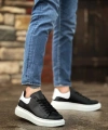 Shoecide Sb0547 Boa Kalın Yüksek Taban Siyah Beyaz Parça Detay Bağcıklı Spor Erkek Ayakkabı