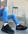 Shoecide Sb0548 Boa Kalın Yüksek Siyah Taban Siyah Bağcıklı Spor Erkek Ayakkabı